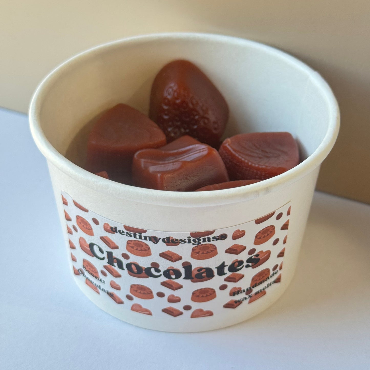 Hand-poured chocolates wax melt cup