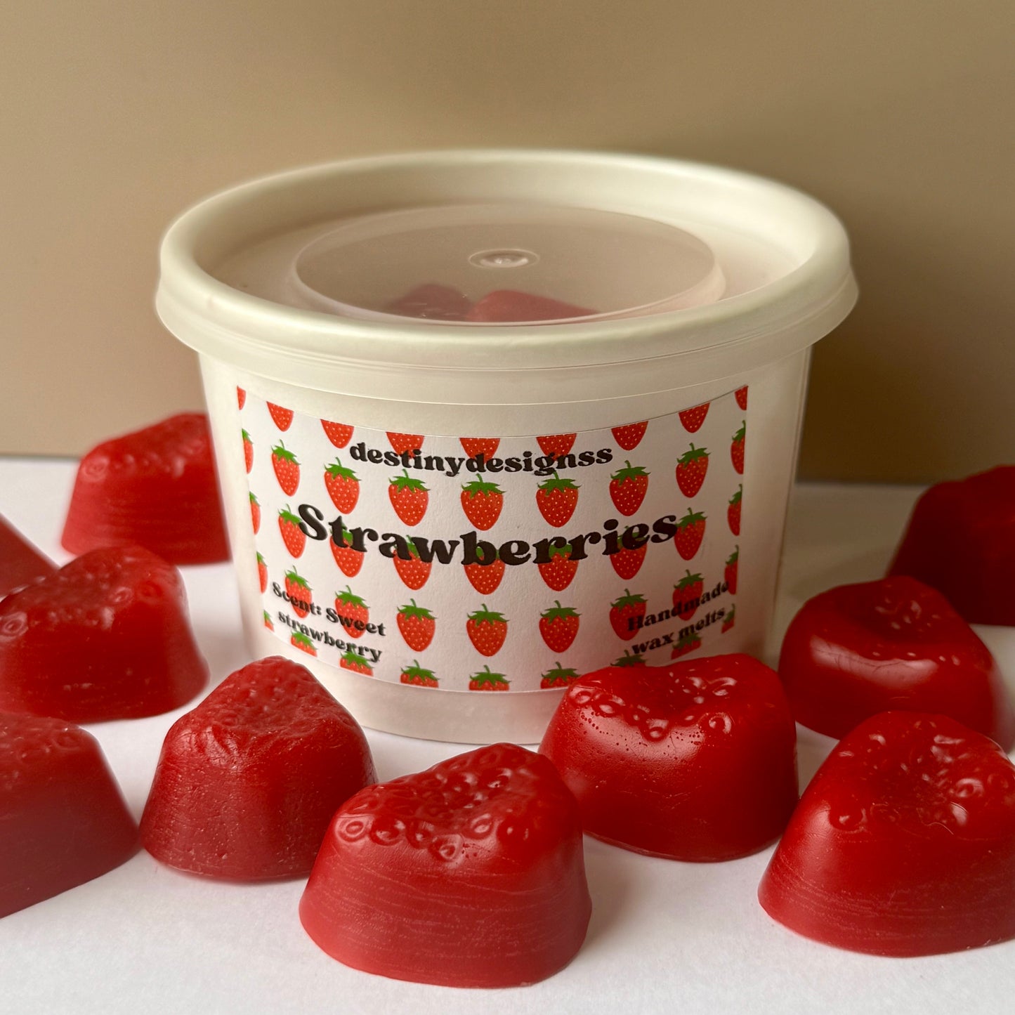 Hand-poured strawberry wax melt cup