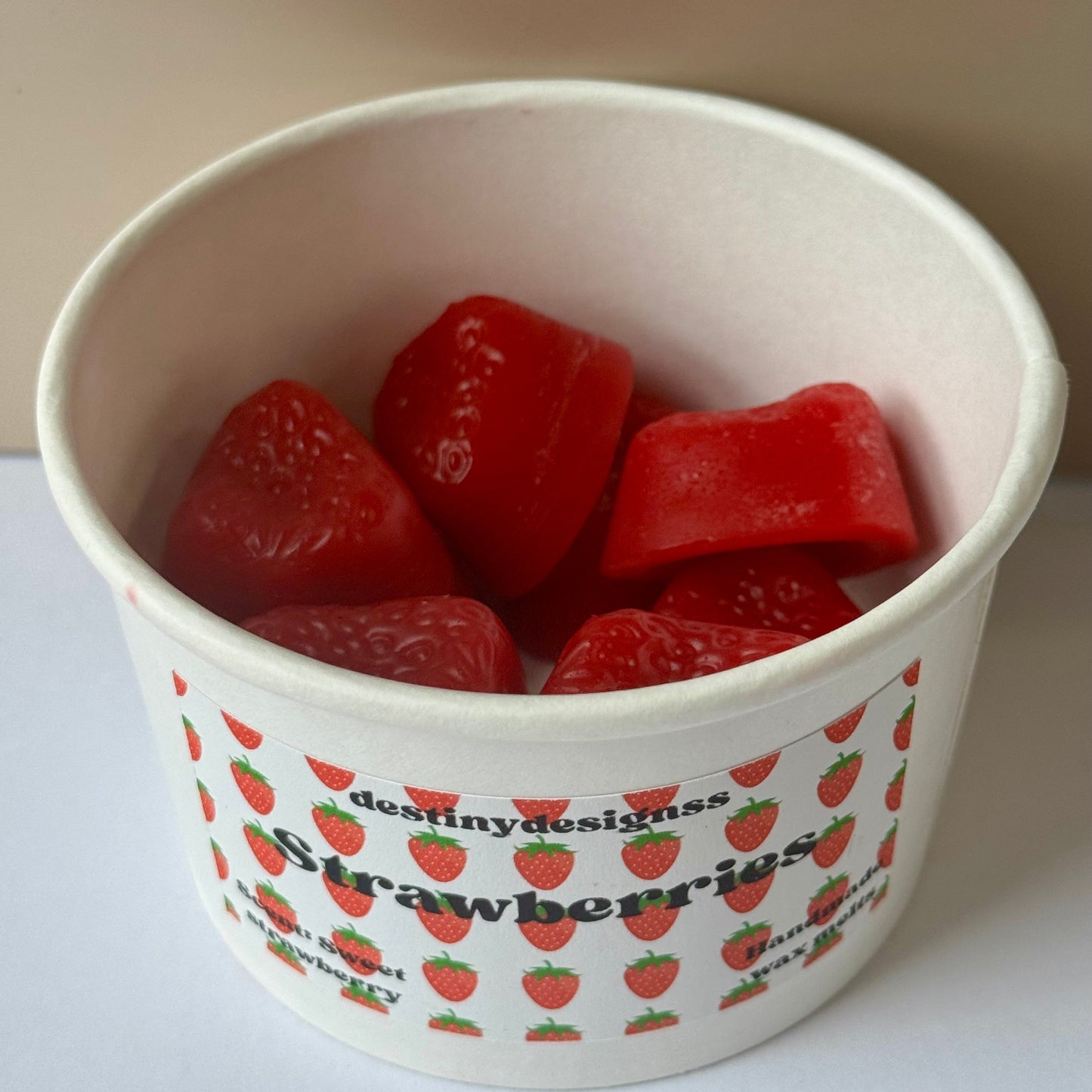 Hand-poured strawberry wax melt cup