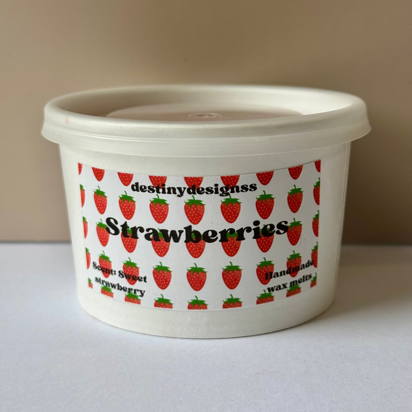 Hand-poured strawberry wax melt cup