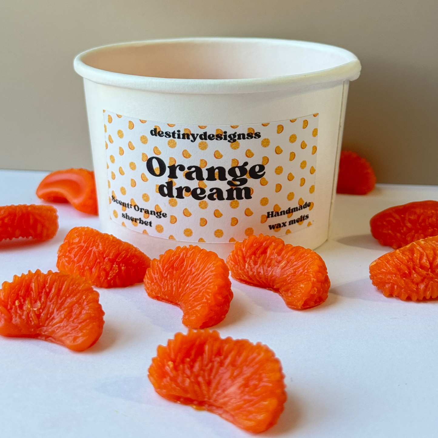 Hand poured oranges wax melt cup